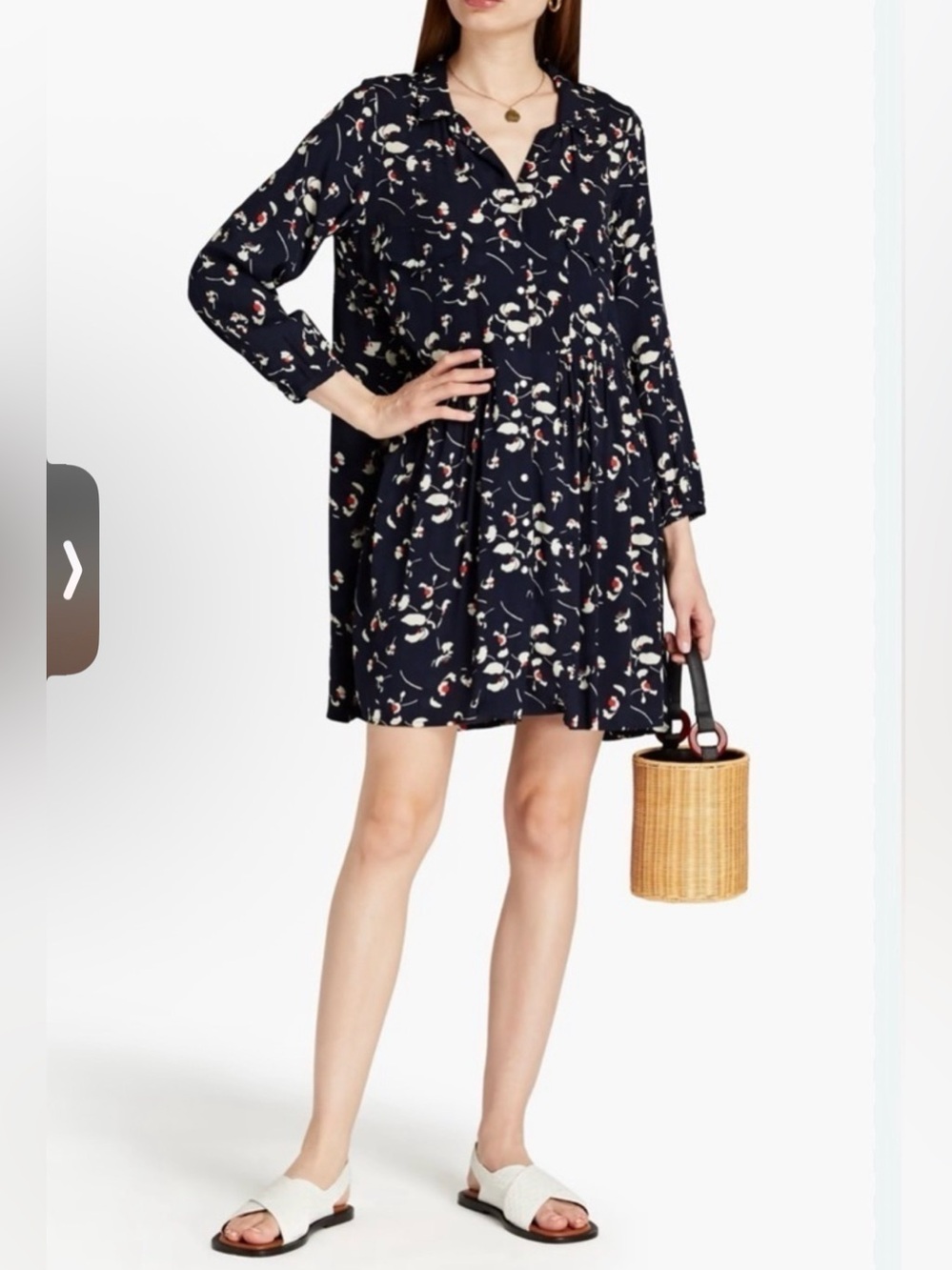 ba&sh Women's Soka Marine Floral Long Sleeve Mini Dress - Size XS/4